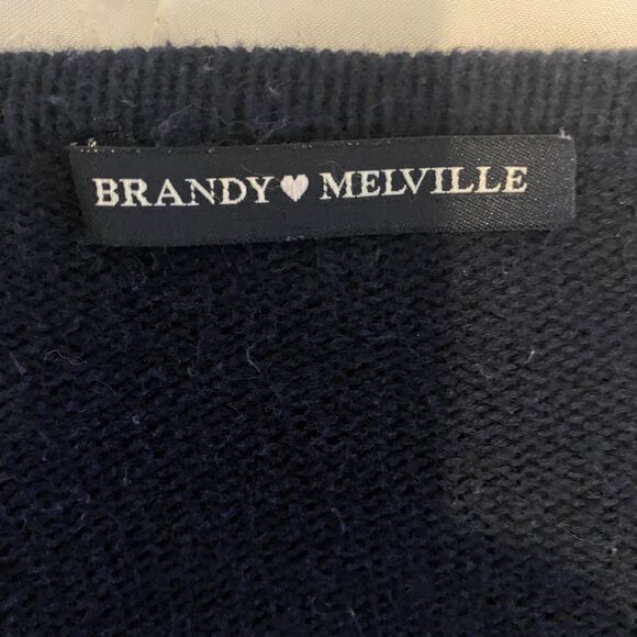Brandy Millville Cardigan Sweater Women's Size M Blue Argyle Classic Minimalist - Picture 4 of 6